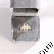 2.0 CT  Emerald Cut Cluster Moissanite Engagement Ring