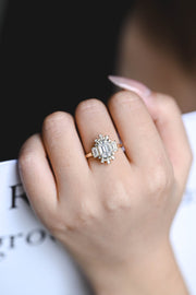 2.0 CT  Emerald Cut Cluster Moissanite Engagement Ring