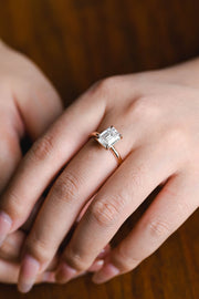 3.0 CT  Emerald Cut solitaire Moissanite Engagement Ring