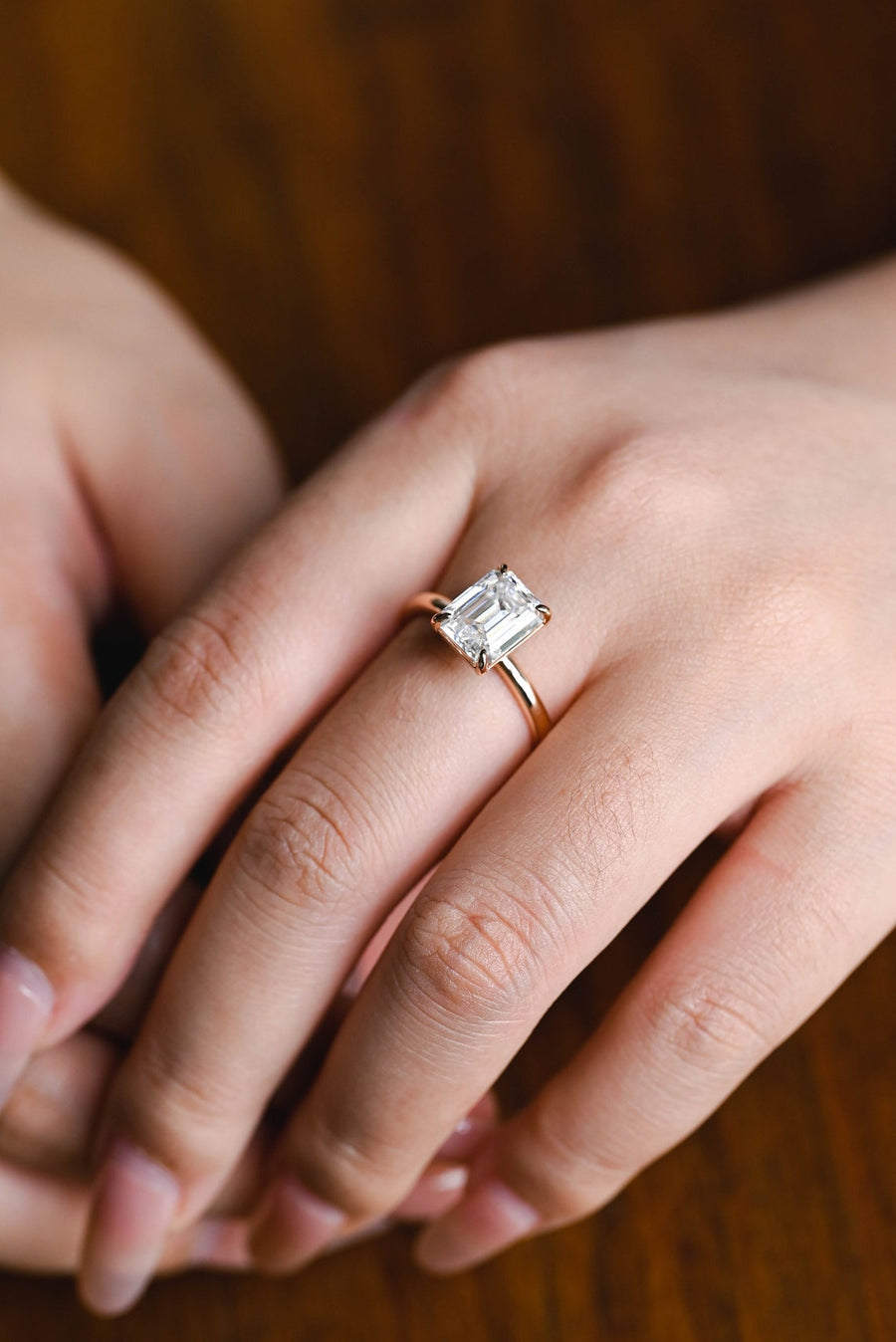 3.0 CT  Emerald Cut solitaire Moissanite Engagement Ring