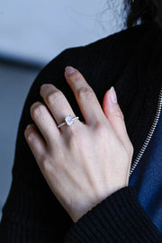 3.0 CT Radiant Cut hidden halo & pave Moissanite Engagement Ring