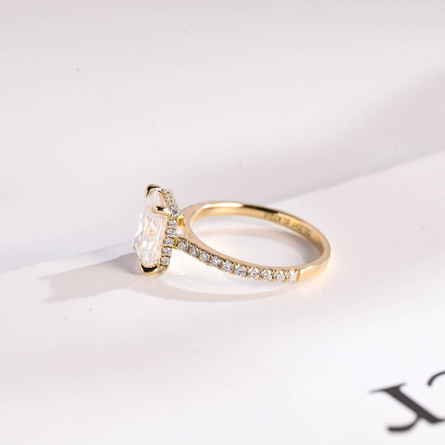 3.0 CT Radiant Cut hidden halo & pave Moissanite Engagement Ring