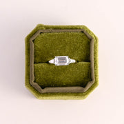 3.0 CT Emerald Cut three stone style Moissanite Engagement Ring