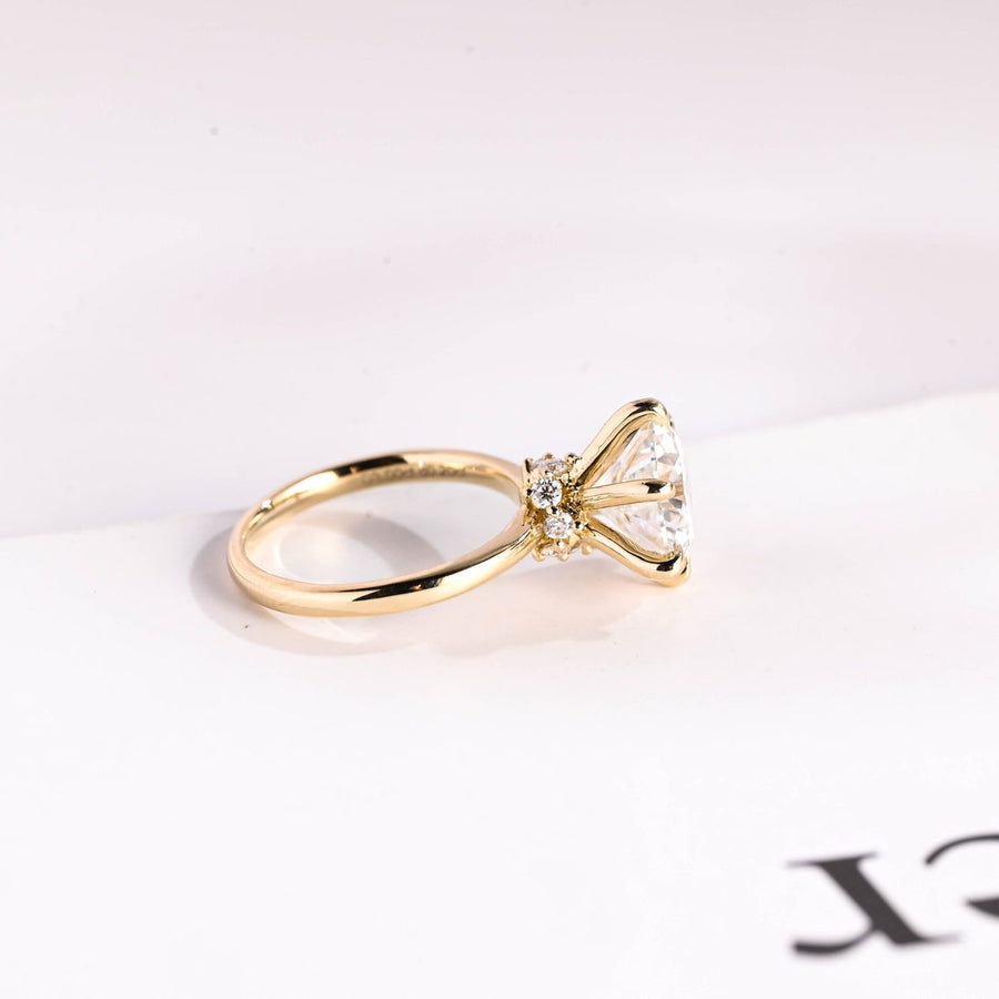 2.0 CT Round Cut hidden halo style Moissanite Engagement Ring