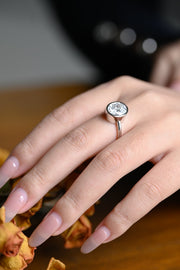 3.0 CT Oval Cut Bezel solitaire Moissanite Engagement Ring