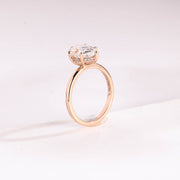 2.0 CT Pear Cut hidden halo style Moissanite Engagement Ring
