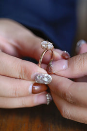 2.0 CT Pear Cut hidden halo style Moissanite Engagement Ring