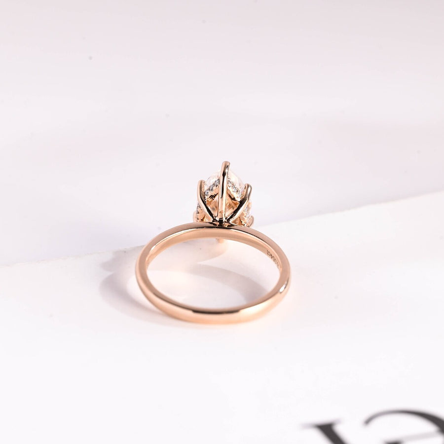 2.0 CT Pear Cut hidden halo style Moissanite Engagement Ring