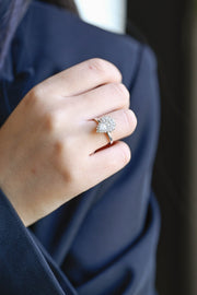 1.0 CT Pear Cut halo style Moissanite Engagement Ring