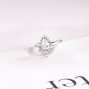 1.0 CT Pear Cut halo style Moissanite Engagement Ring