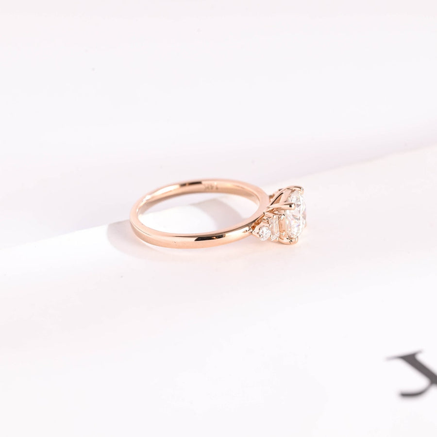 1.0 CT Cushion Cut Five Stone style Moissanite Engagement Ring