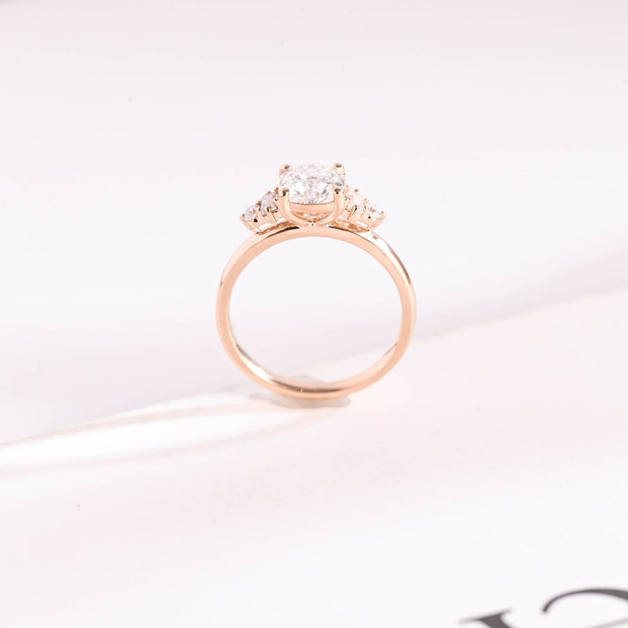 1.0 CT Cushion Cut Five Stone style Moissanite Engagement Ring