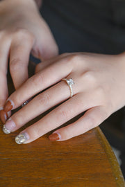 1.0 CT Princess Cut pave style Moissanite Engagement Ring