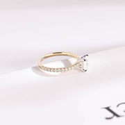 1.0 CT Princess Cut pave style Moissanite Engagement Ring