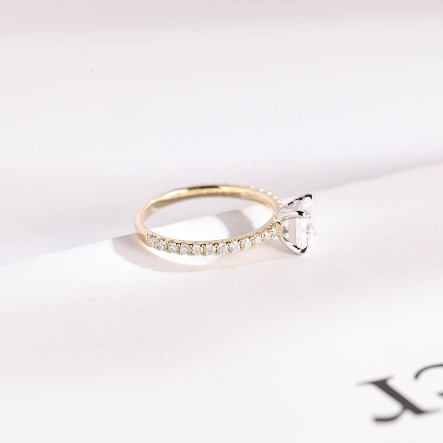 1.0 CT Princess Cut pave style Moissanite Engagement Ring