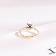 1.0 CT Princess Cut pave style Moissanite Engagement Ring