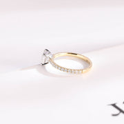 1.0 CT Princess Cut pave style Moissanite Engagement Ring