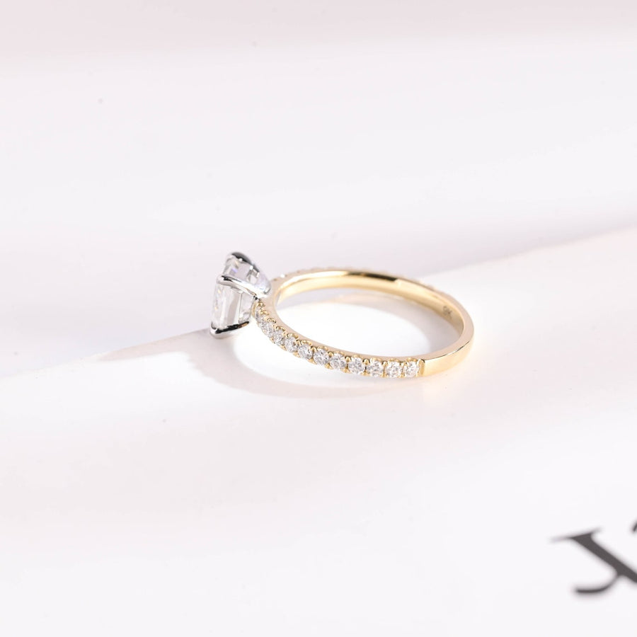 1.0 CT Princess Cut pave style Moissanite Engagement Ring