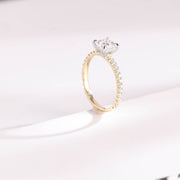 1.0 CT Princess Cut pave style Moissanite Engagement Ring