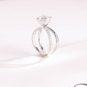 3.0 CT Trillion Cut Split Shank style Moissanite Engagement Ring