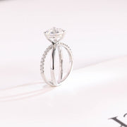 3.0 CT Trillion Cut Split Shank style Moissanite Engagement Ring