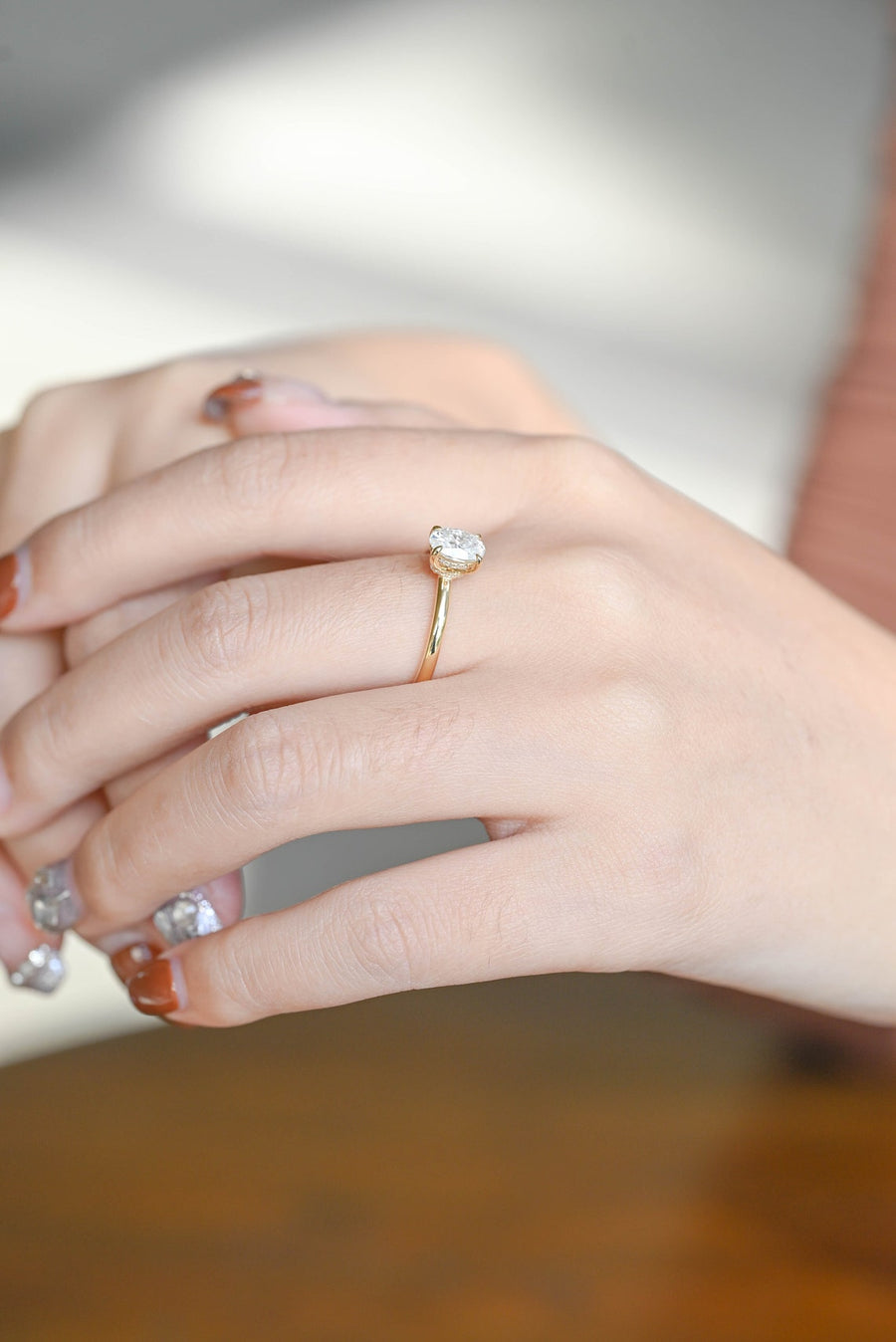 3.4 CT Oval Cut Hidden Halo Moissanite Engagement Ring