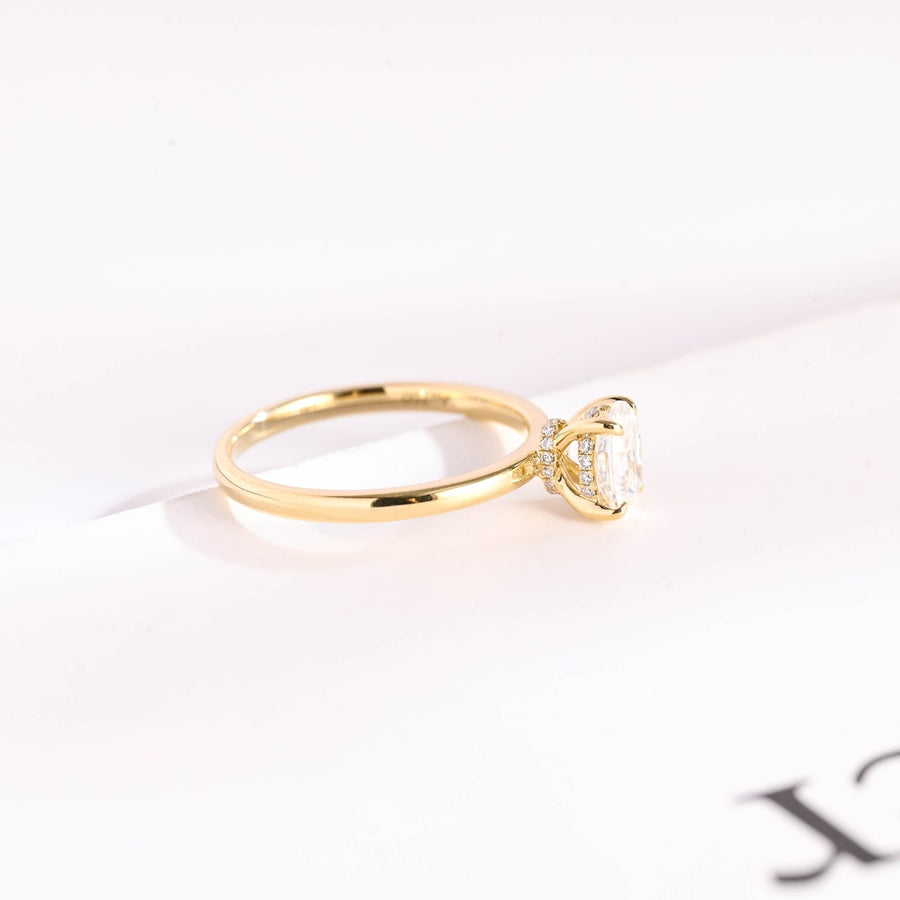 3.4 CT Oval Cut Hidden Halo Moissanite Engagement Ring