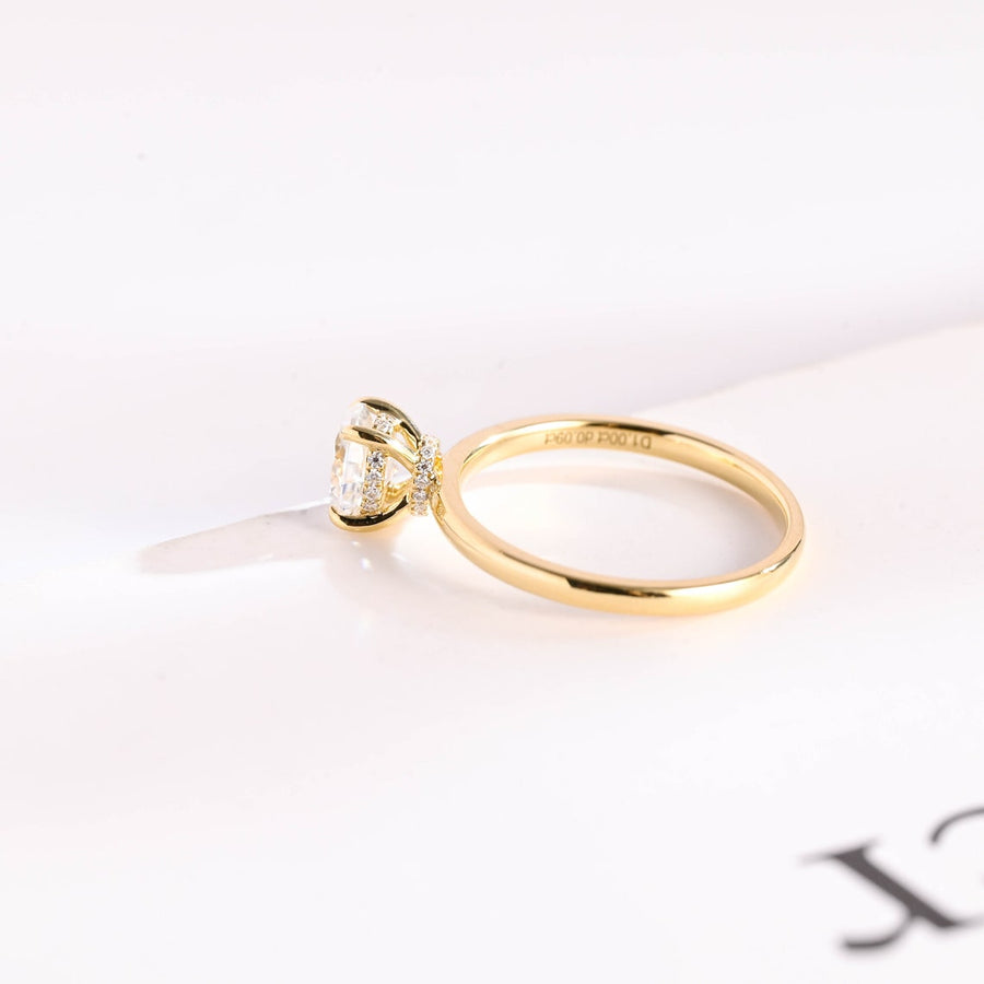 3.4 CT Oval Cut Hidden Halo Moissanite Engagement Ring