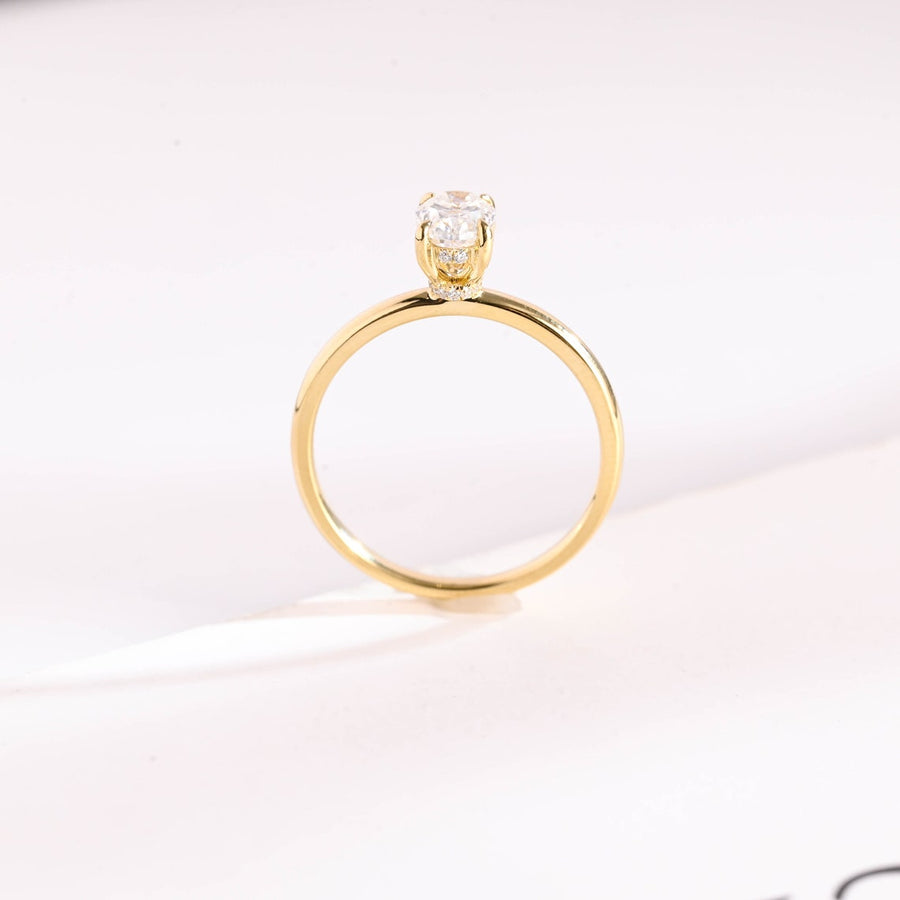 3.4 CT Oval Cut Hidden Halo Moissanite Engagement Ring