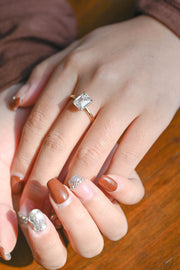 3.0 CT Emerald Cut solitaire Moissanite Engagement Ring