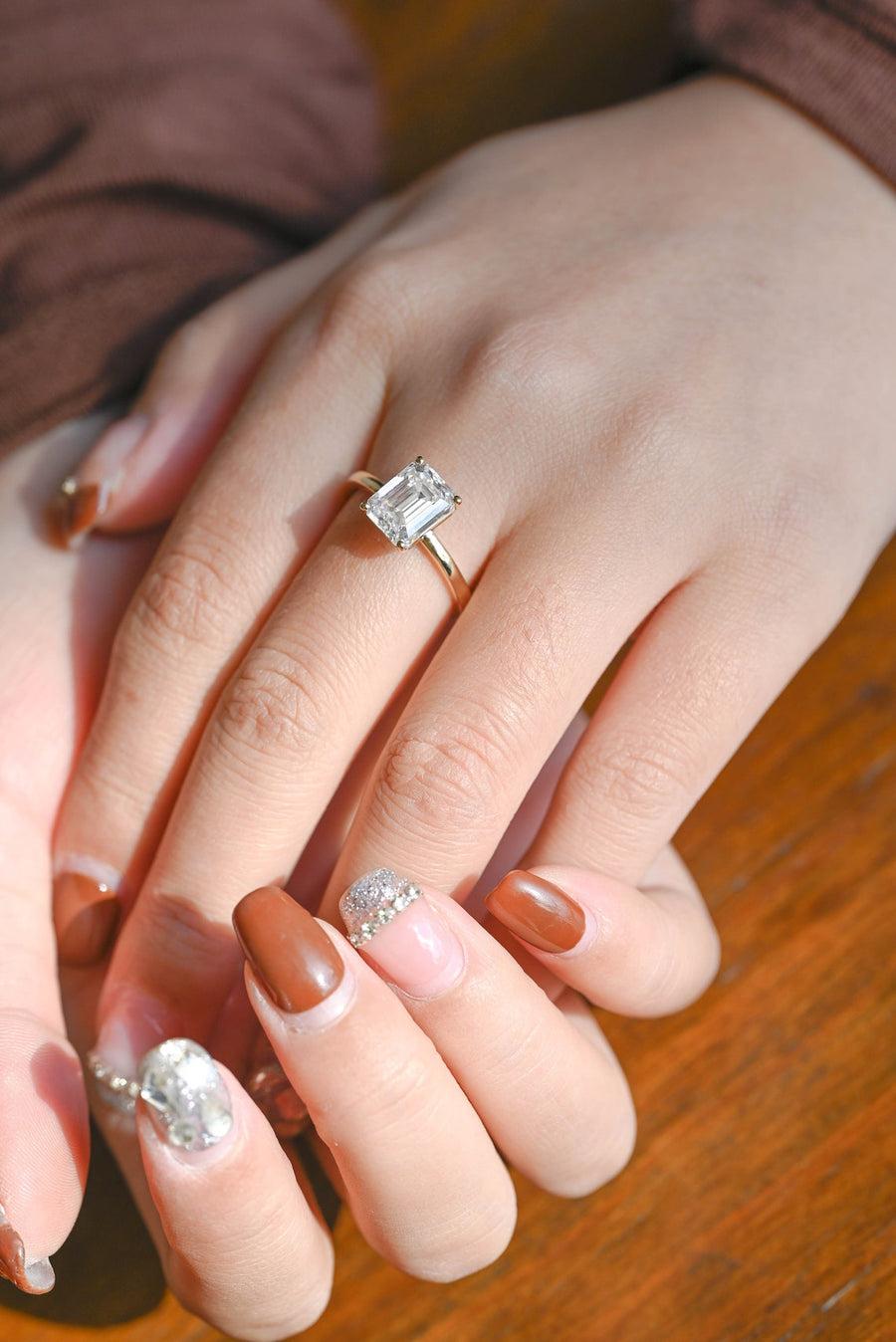 3.0 CT Emerald Cut solitaire Moissanite Engagement Ring