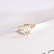 3.0 CT Pear Cut Solitaire Moissanite Engagement Ring