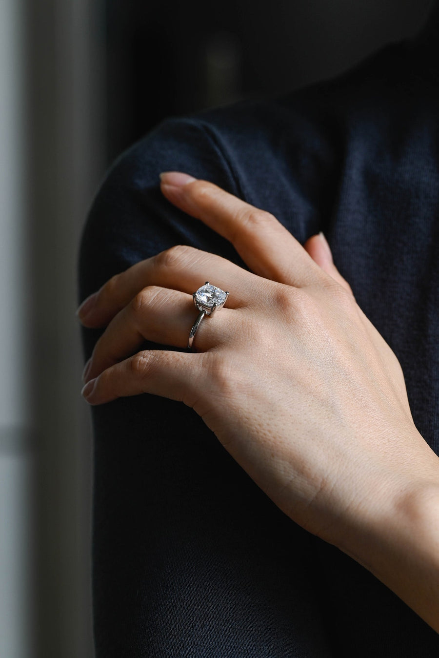 3.0 CT Cushion Cut solitaire Moissanite Engagement Ring