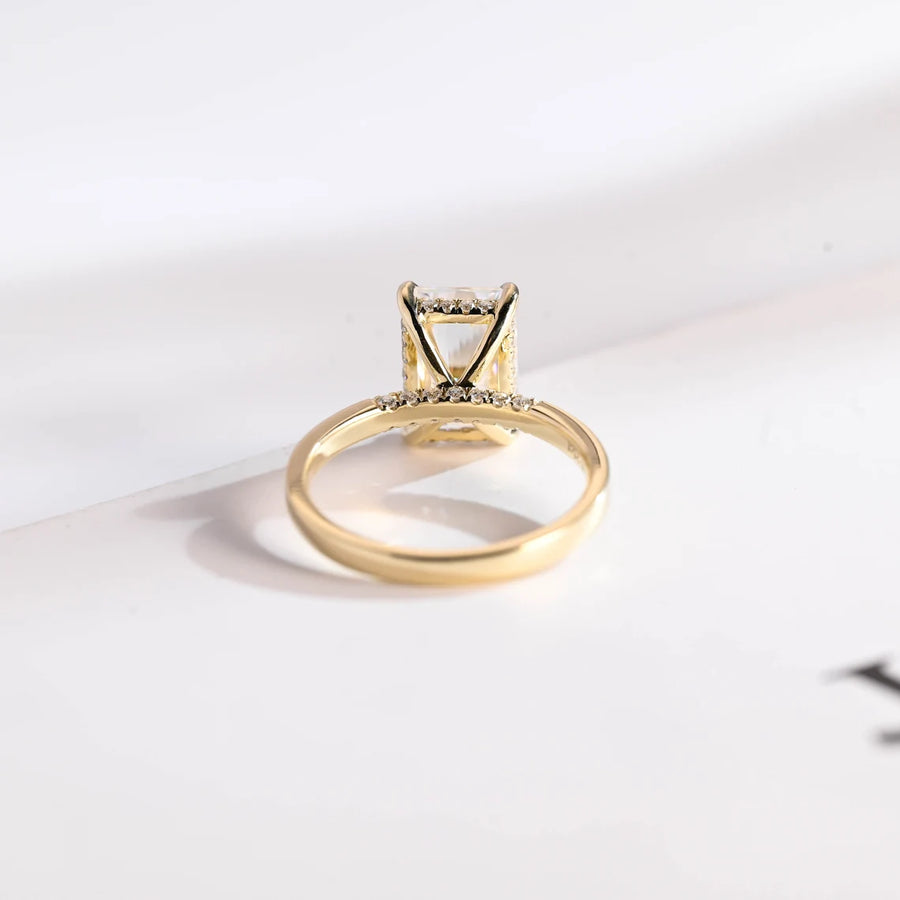 3.0 CT Radiant Cut hidden halo Moissanite Engagement Ring