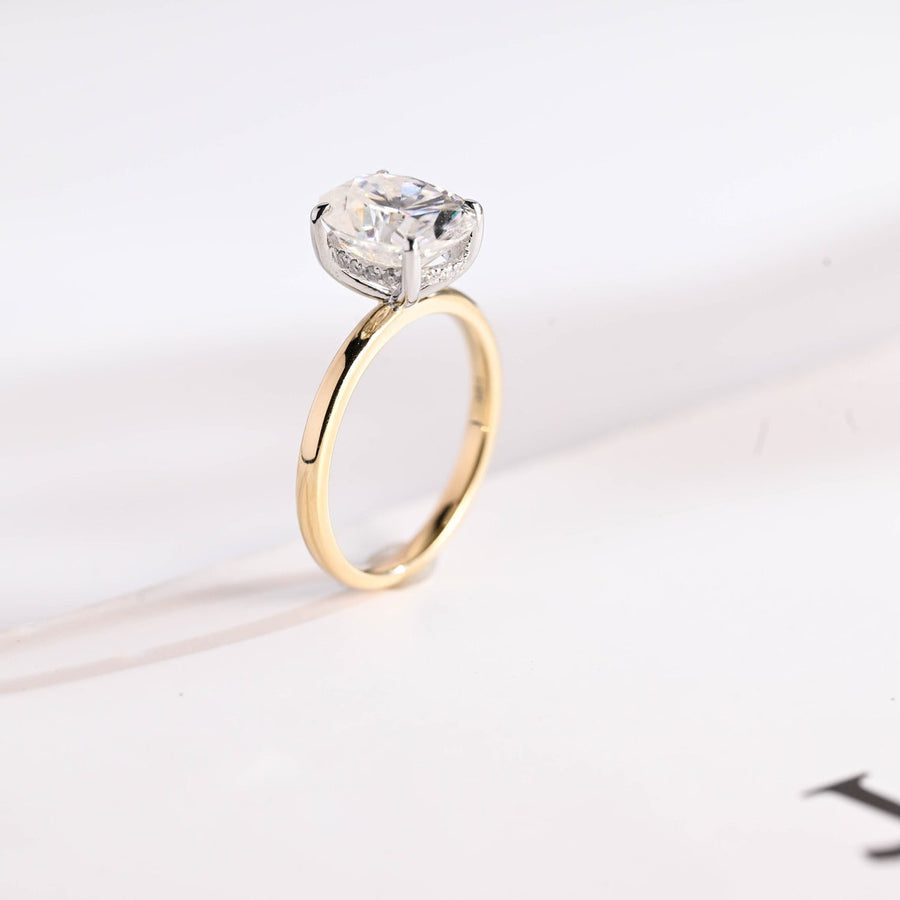 3.0 CT Oval Cut Hidden Halo Moissanite Engagement Ring