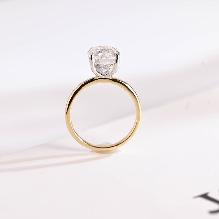 3.0 CT Oval Cut Hidden Halo Moissanite Engagement Ring