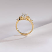 1.0 CT Oval cut Cluster Halo Moissanite Engagement Ring