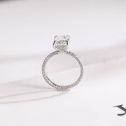 3.0 CT Emerald Cut Hidden Halo Moissanite Engagement Ring