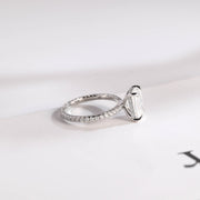 3.0 CT Emerald Cut Hidden Halo Moissanite Engagement Ring