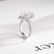 3.0 CT Elongated Oval Cut Hidden Halo & pave Moissanite Engagement Ring