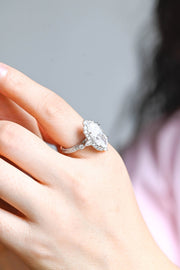 3.0 CT Elongated Oval Cut Hidden Halo & pave Moissanite Engagement Ring