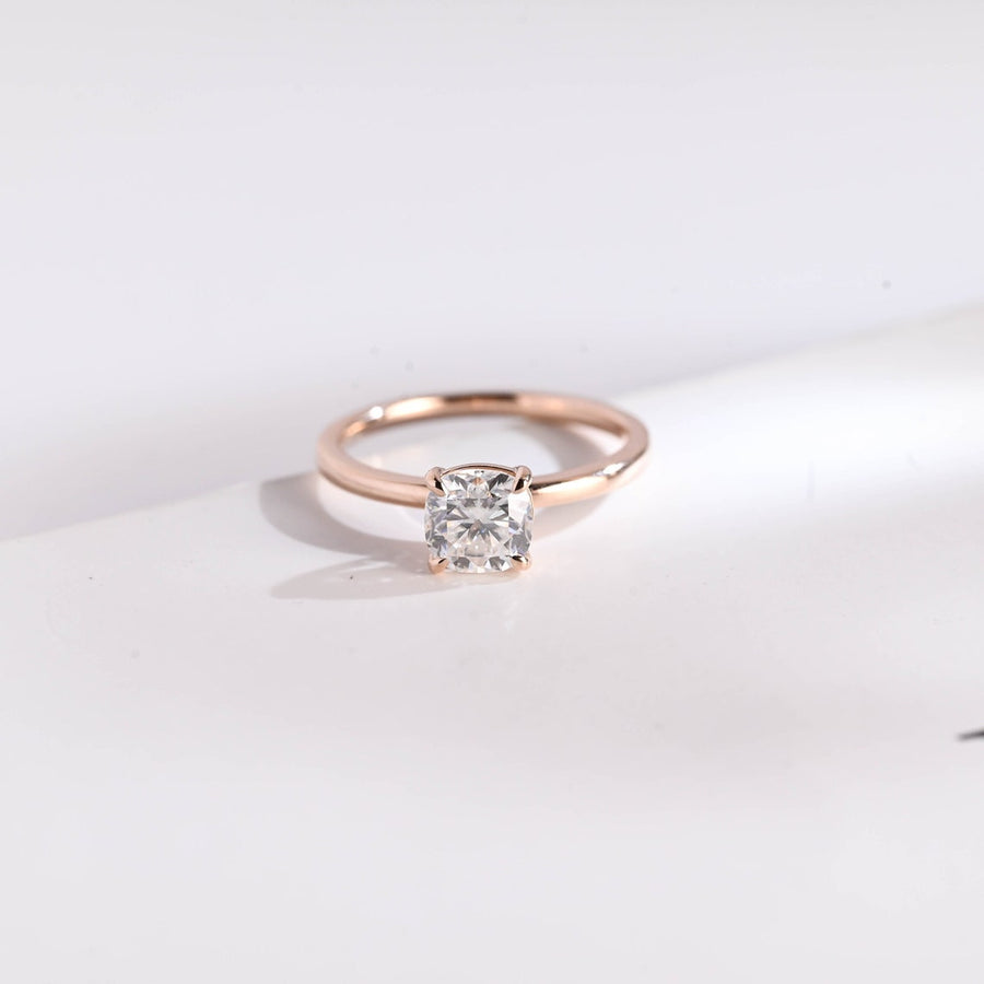 1.0 CT Cushion Cut solitaire Moissanite Engagement Ring
