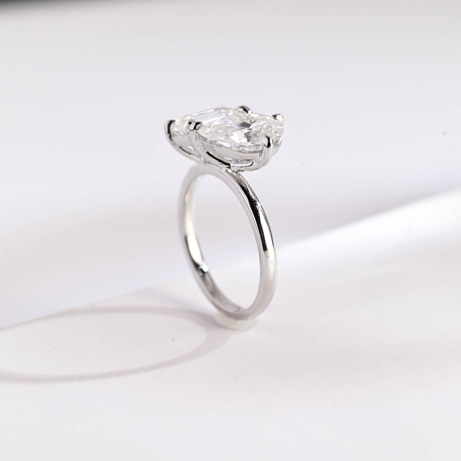 4.0 CT Emerald & Pear Cut solitaire Moissanite Engagement Ring