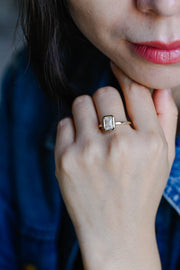 2.0 CT Emerald Cut bezel solitaire Moissanite Engagement Ring