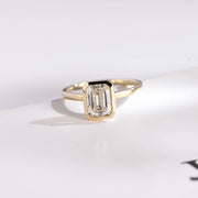 2.0 CT Emerald Cut bezel solitaire Moissanite Engagement Ring