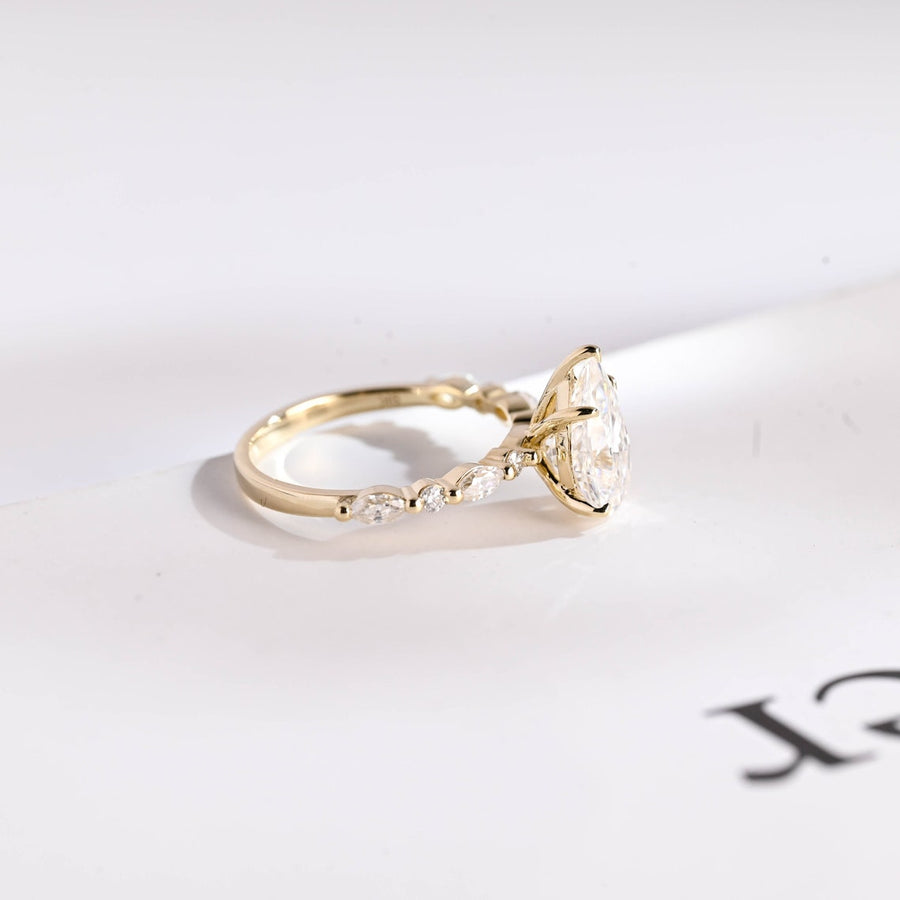 3.0 CT Pear cut Pave style Moissanite Engagement Ring