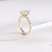 3.0 CT Pear cut Pave style Moissanite Engagement Ring