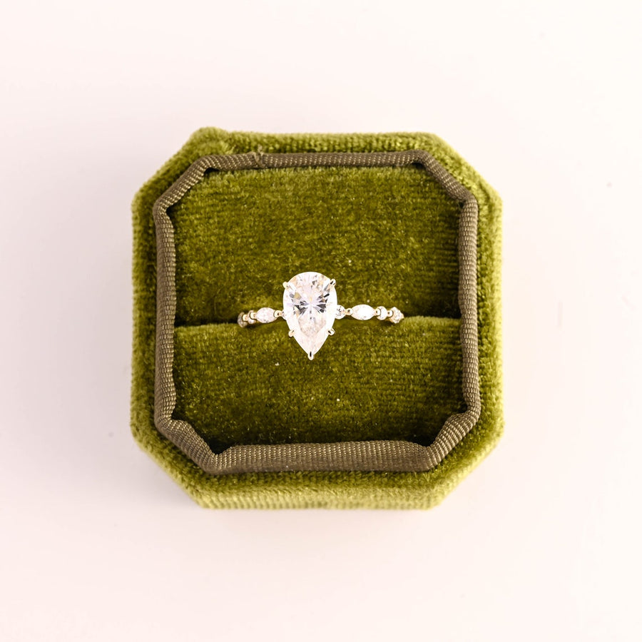 3.0 CT Pear cut Pave style Moissanite Engagement Ring