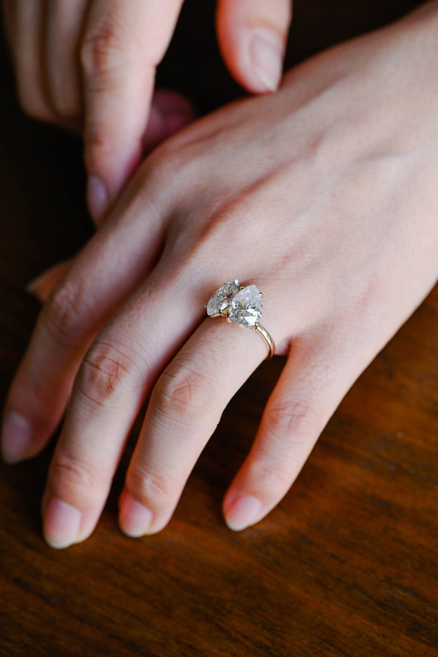 6.0 CT Pear & Marquise cut Two Stone Moissanite Engagement Ring