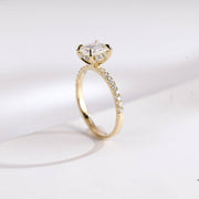 2.0 CT Cushion cut Pave & Hidden Halo Moissanite Engagement Ring